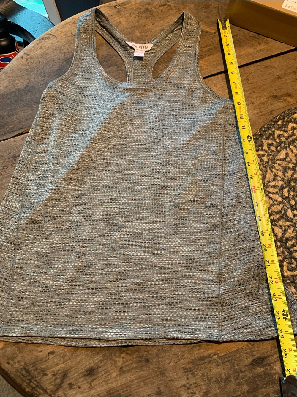 Athleta Heather Gray and Green Racerback Tank - Textured Knit Active Top